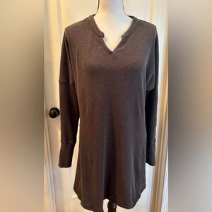Adventura V-Neck Long Sleeve Dress- Charcoal